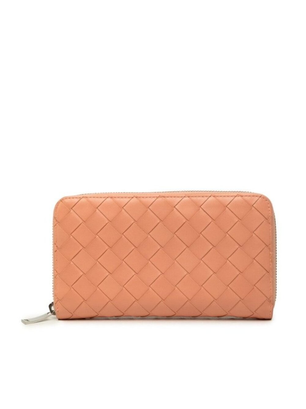 Bottega Veneta Intrecciato Zip Around Wallet Pink Leather